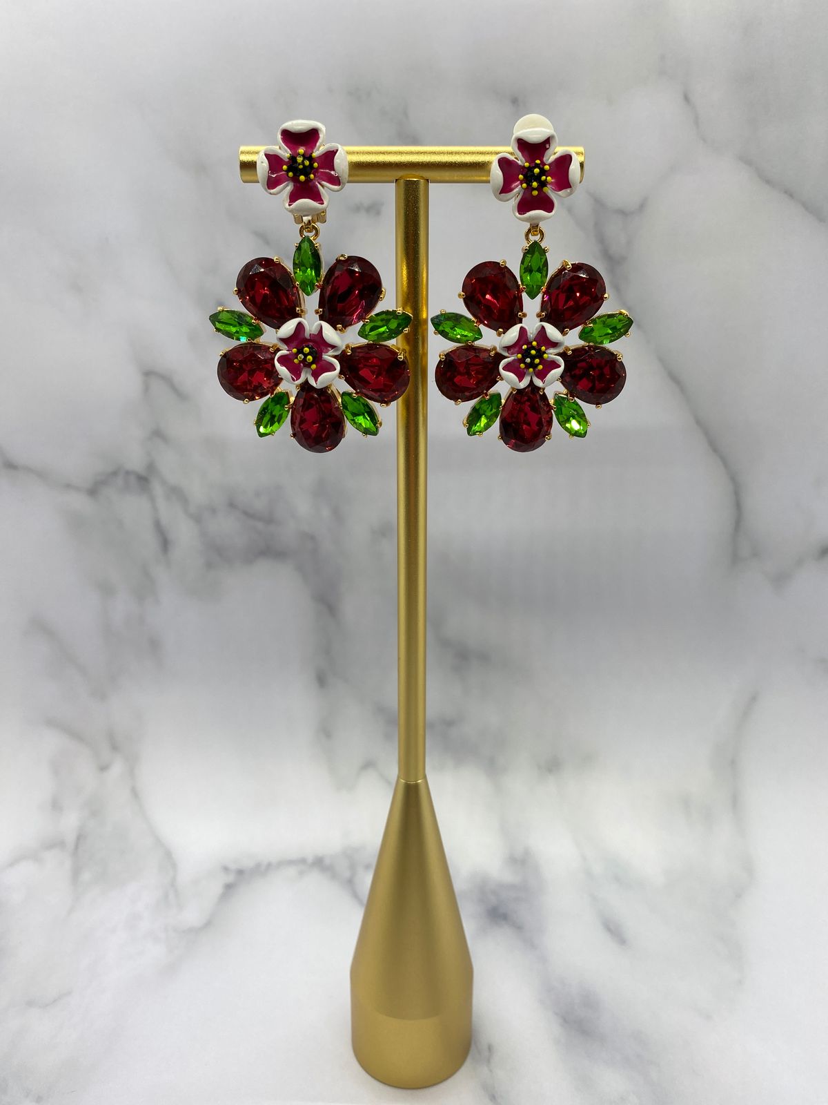 Dolce & Gabbana Rhinestone Flower Runway D&G Earrings - Pre owned