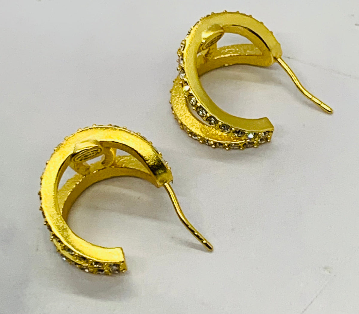 CHANEL CC Rhinestone Hoop Earrings - USED