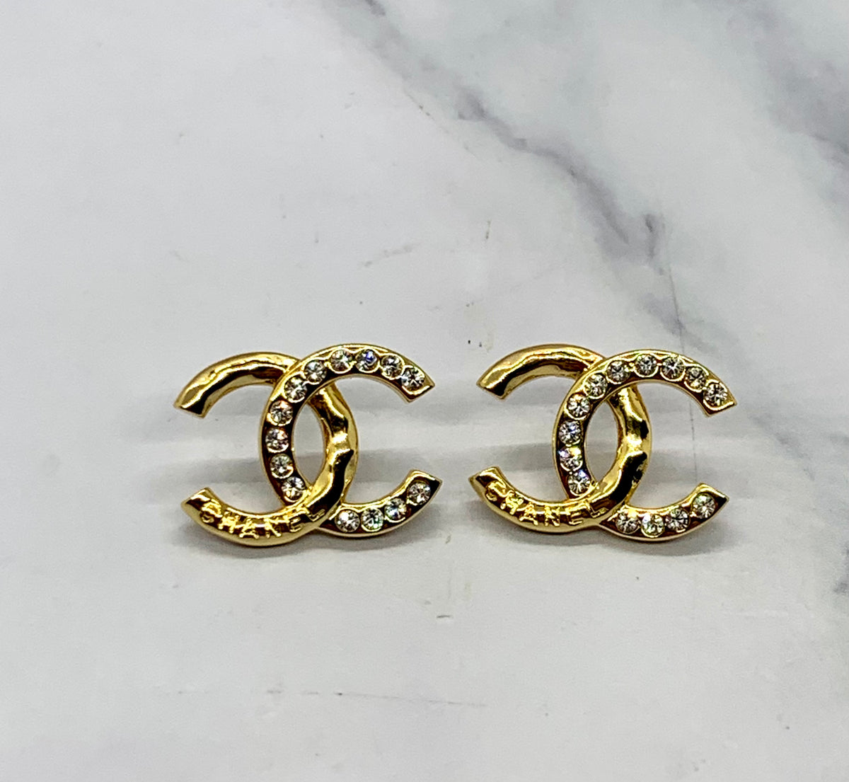 CHANEL CC Rhinestone Earrings - Pre owned
