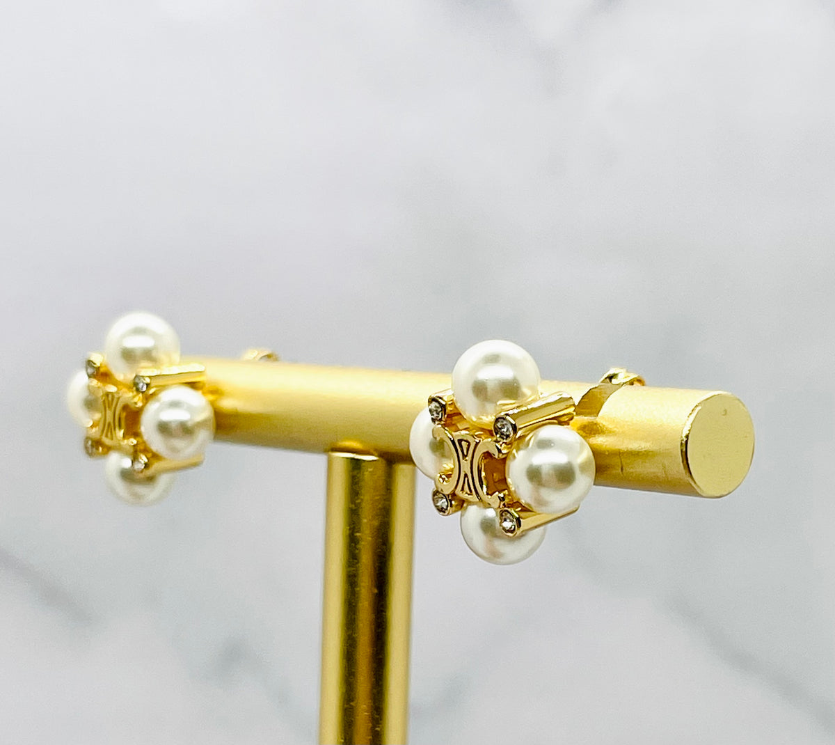 CELINE Monogram Pearl Earrings - Pre owned