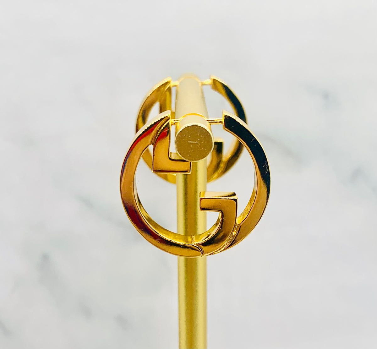 GUCCI GG Gold Tone Hoop Earrings - Pre owned