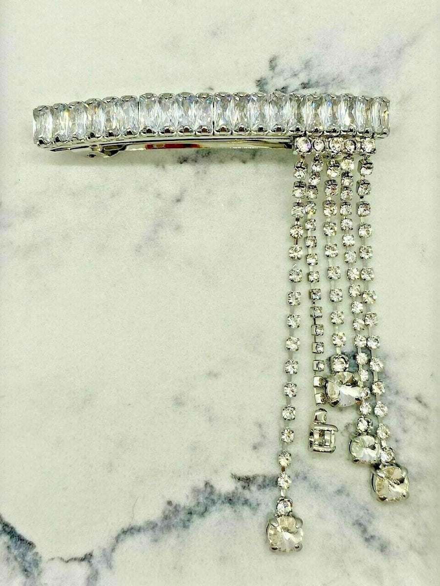 MIU MIU Rhinestone Crystal Fringe Hair Clip Barrette - Pre owned