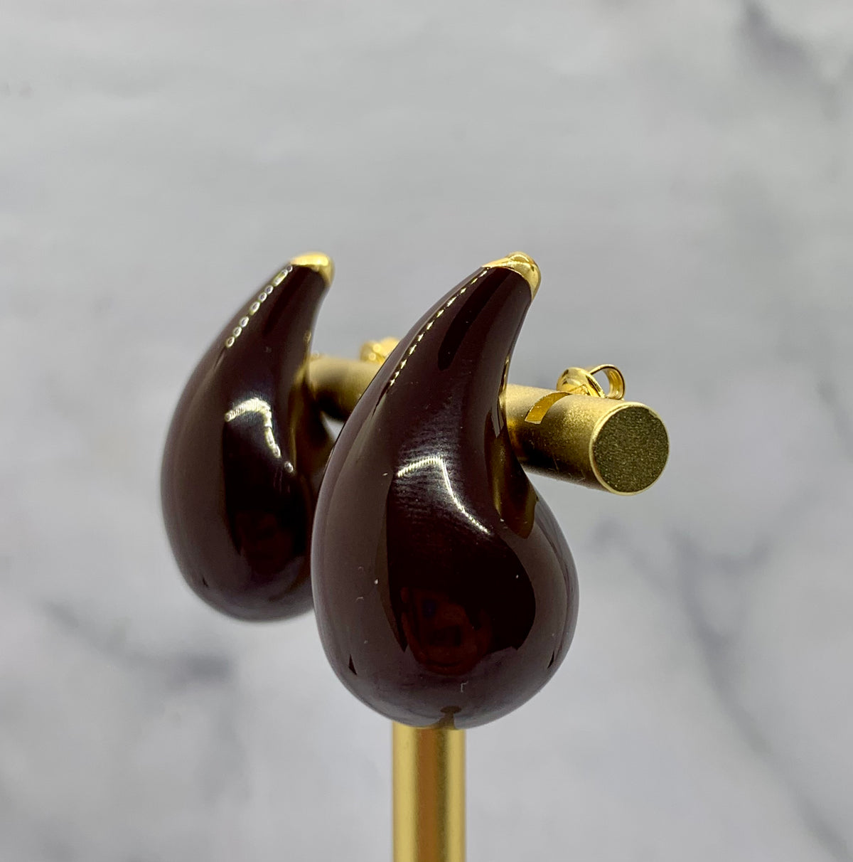 BOTTEGA VENETA Eggplant Tear Drop Earrings - Pre owned