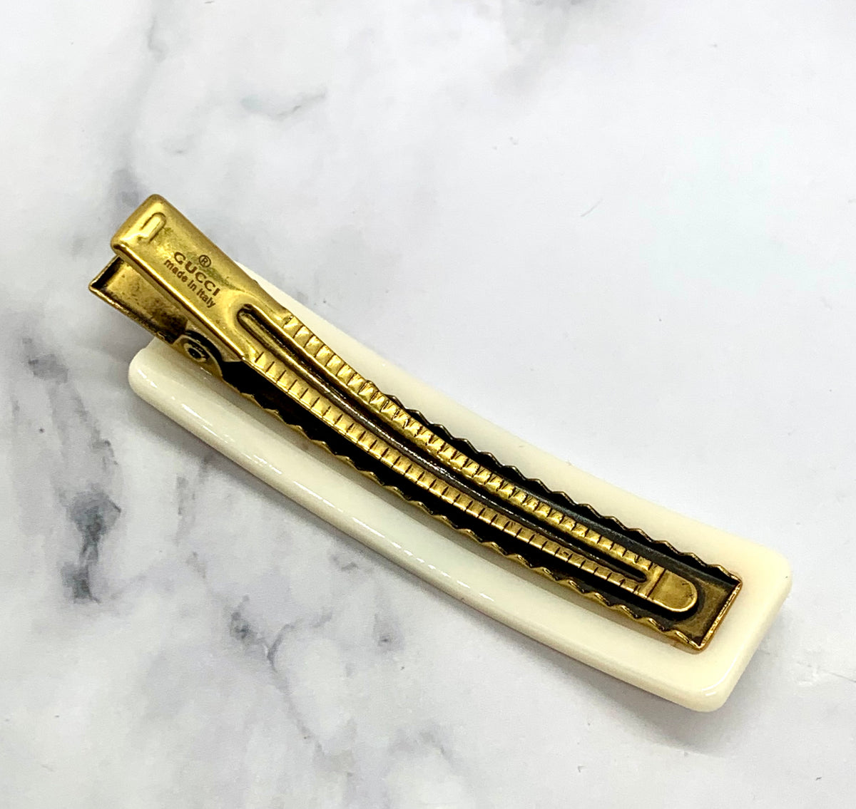 GUCCI GG Rhinestone Hair Clip Barrette - Pre owned