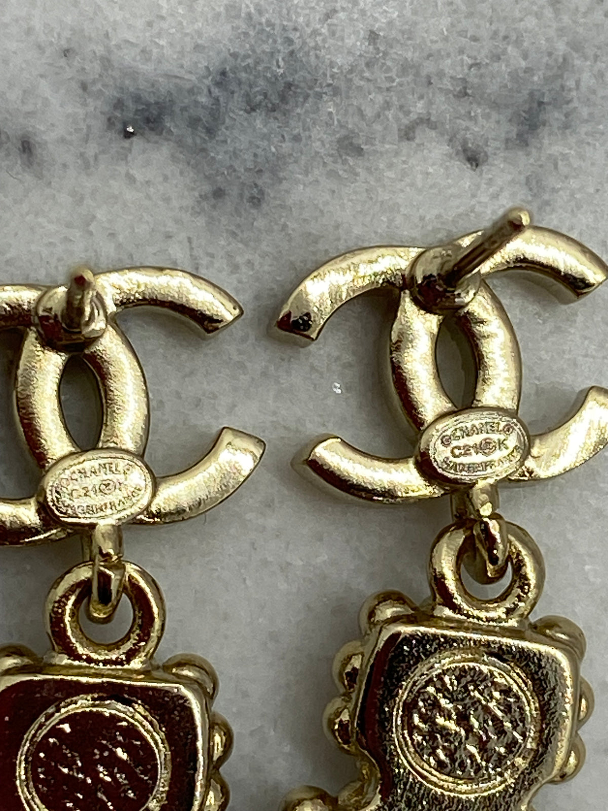 CHANEL CC Bottle Shaped Earrings - USED