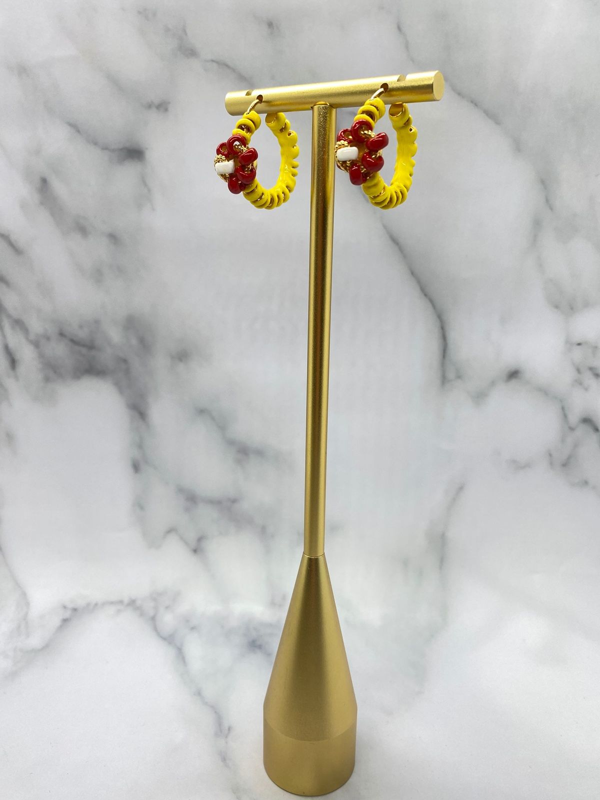 BOTTEGA VENETA Yellow & Red Hoop Earrings - Pre owned