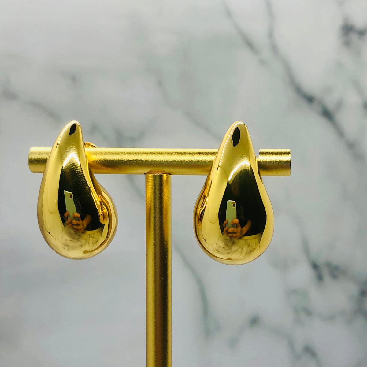 BOTTEGA VENETA Gold Tone Drop Earrings - Pre owned