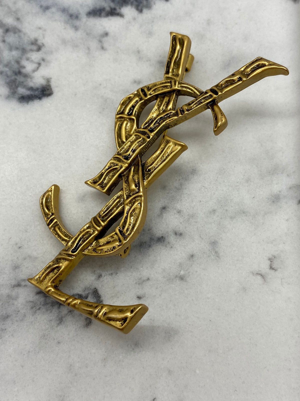 YSL SAINT LAURENT Brass Brooch Pin - DAMAGED