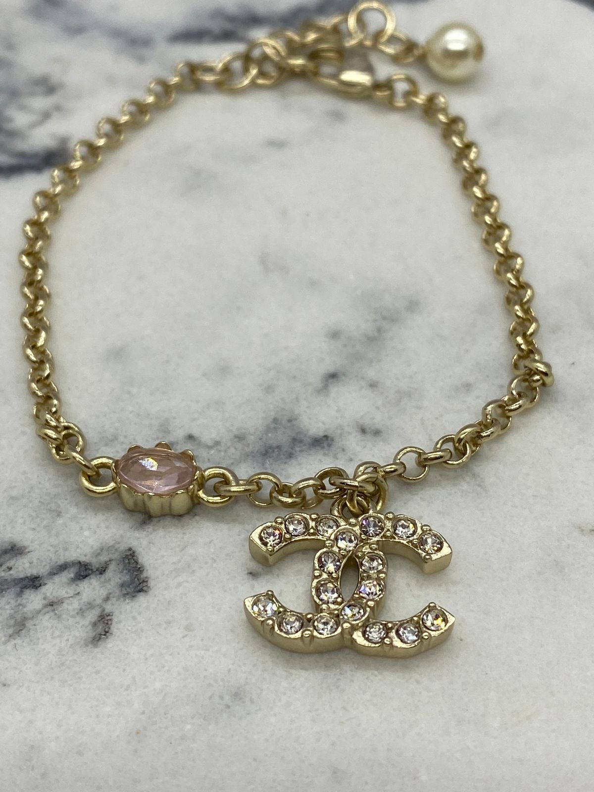 CHANEL CC Rhinestone Chain Bracelet - Pre owned