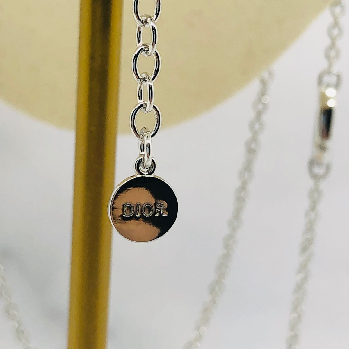 CHRISTIAN DIOR CD Silver Tone Chain Necklace - Pre owned