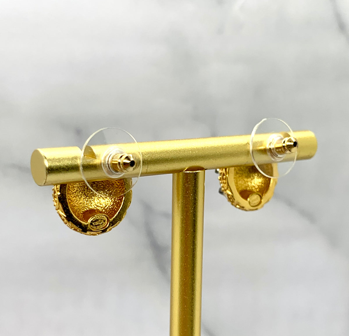 CHANEL CC Rhinestone Button Earrings - Pre owned