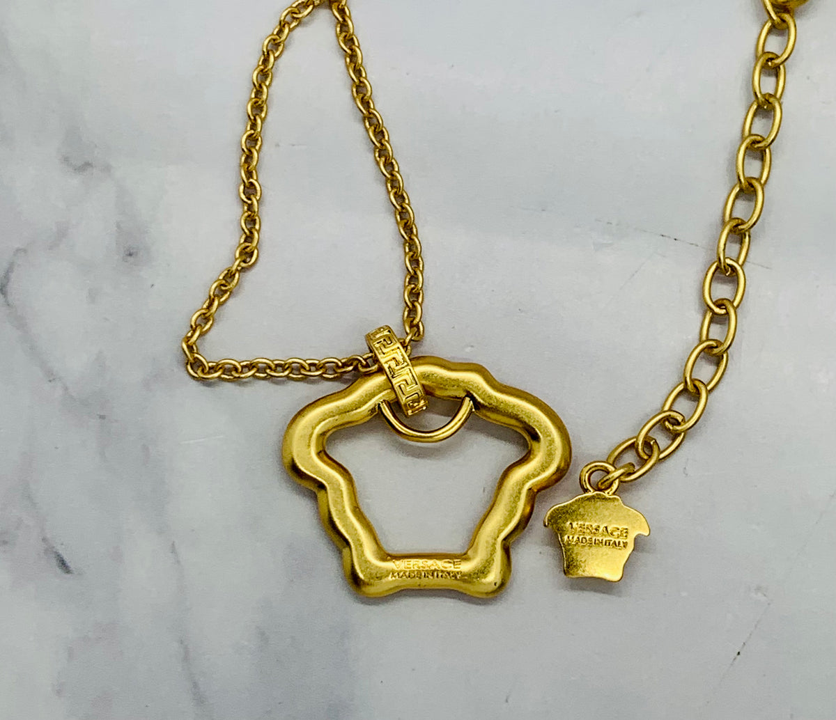 VERSACE Medusa Pink Rhinestone Outline Necklace - Pre owned