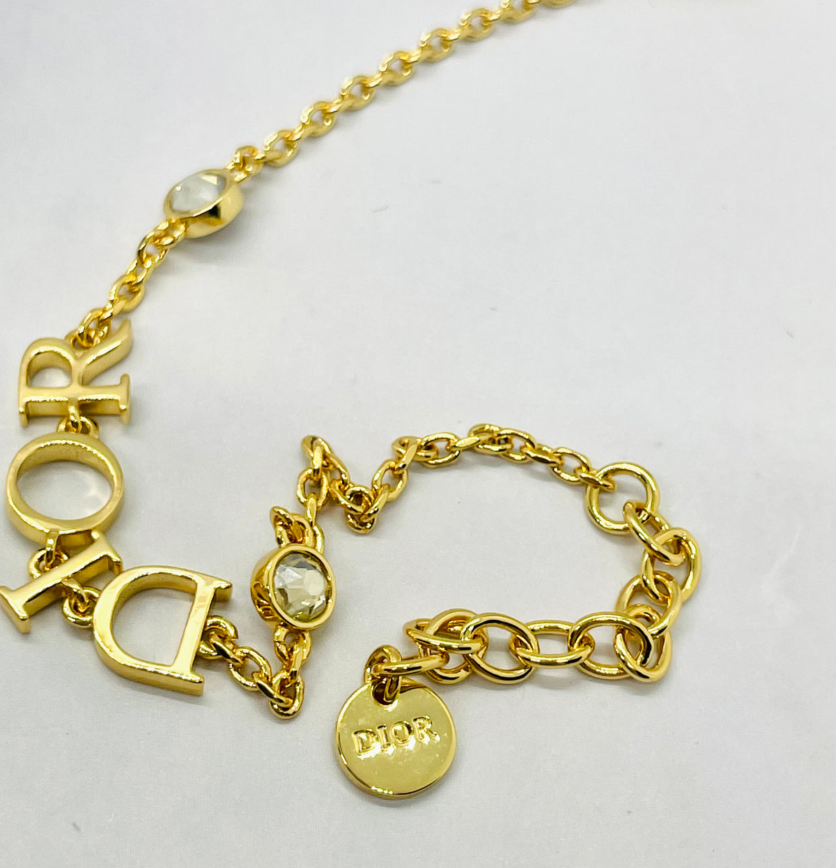 CHRISTIAN DIOR Rhinestone Monogram Bracelet - pre owned