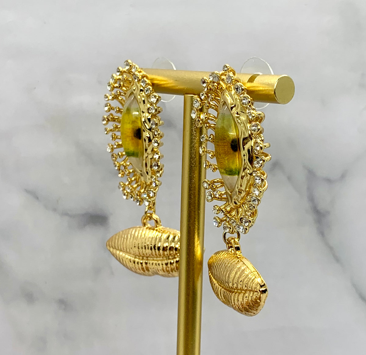 SCHIAPARELLI Statement Eyes & Lips Pendant Earrings - Pre owned