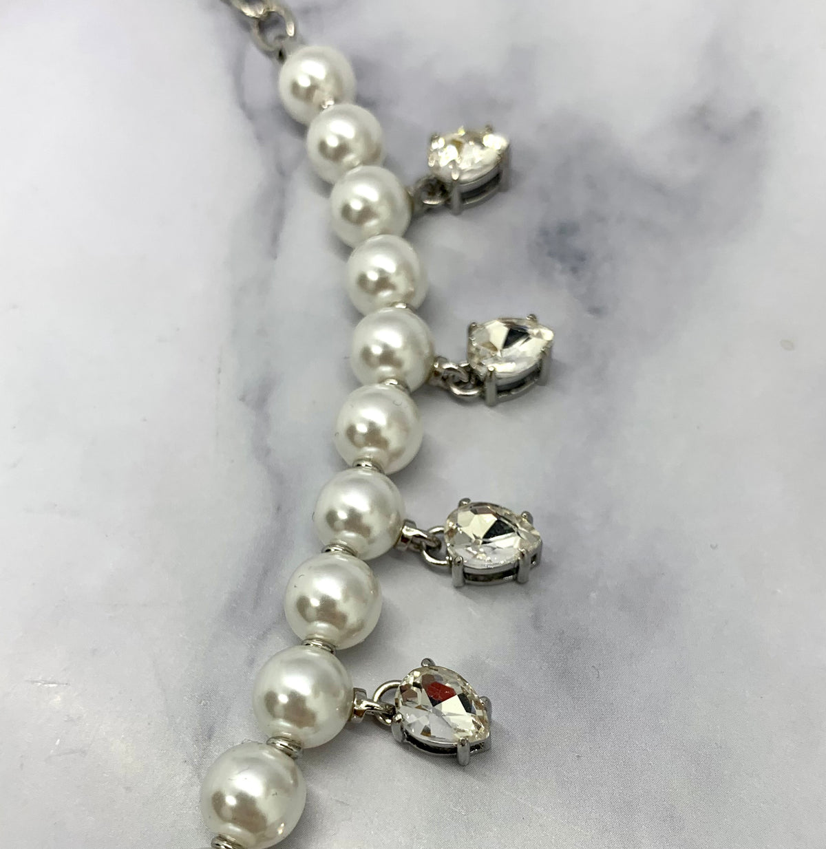 MIU MIU Pearl & Rhinestone Trim Necklace - Pre owned