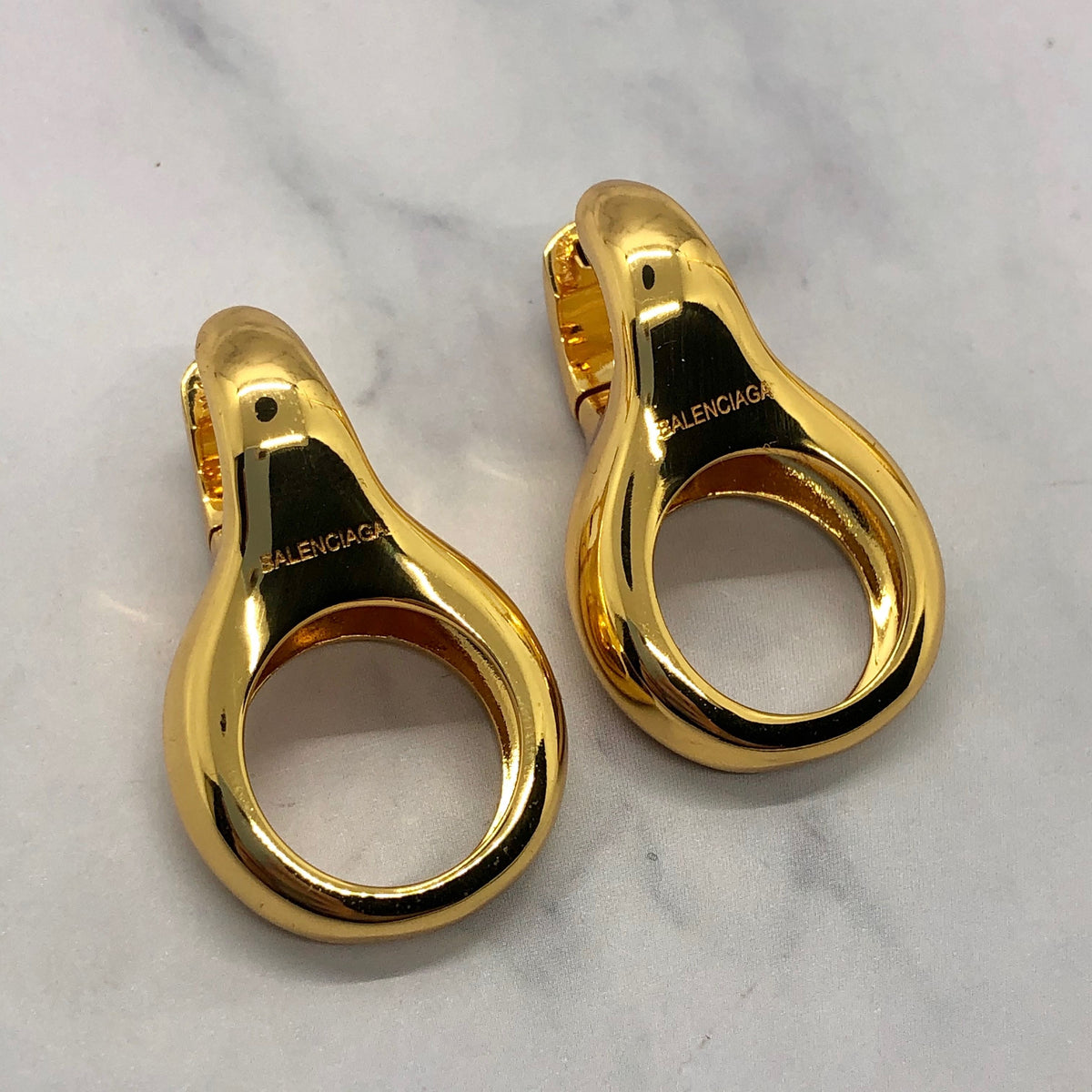 BALENCIAGA Gold Ring Pendant Earrings - Pre owned