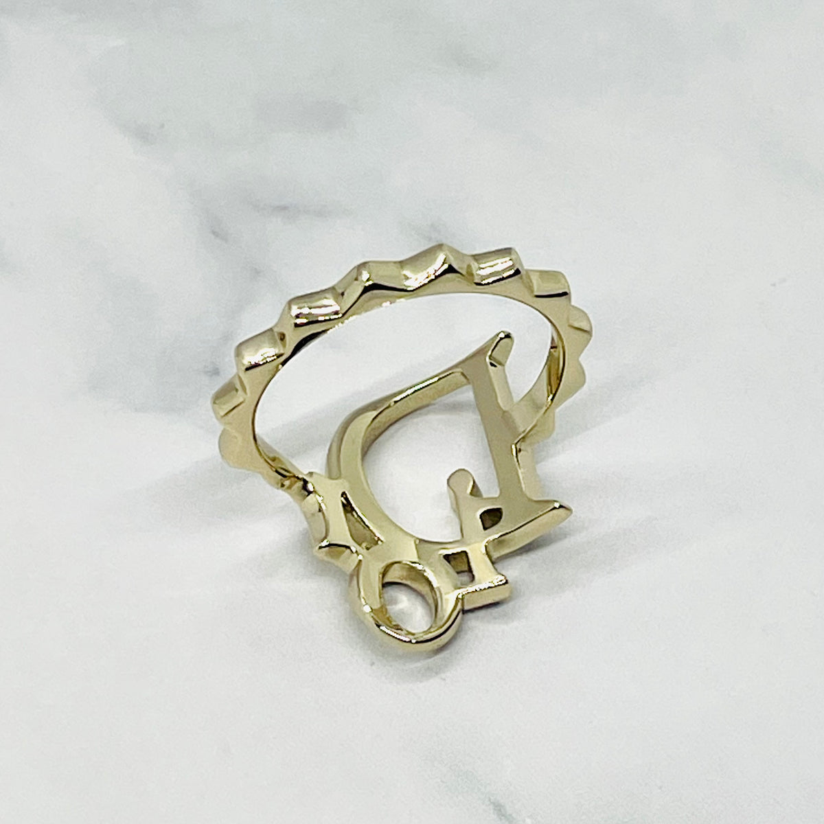 CHRISTIAN DIOR Rhinestone Monogram Ring Size 6 - Pre owned