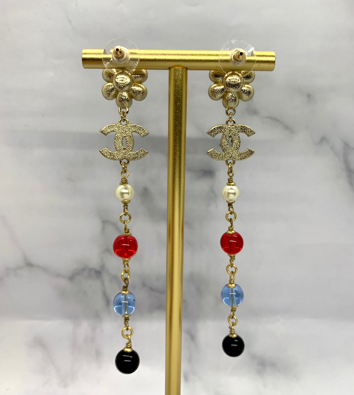 CHANEL CC Pendant Rhinestone Earrings - Pre owned