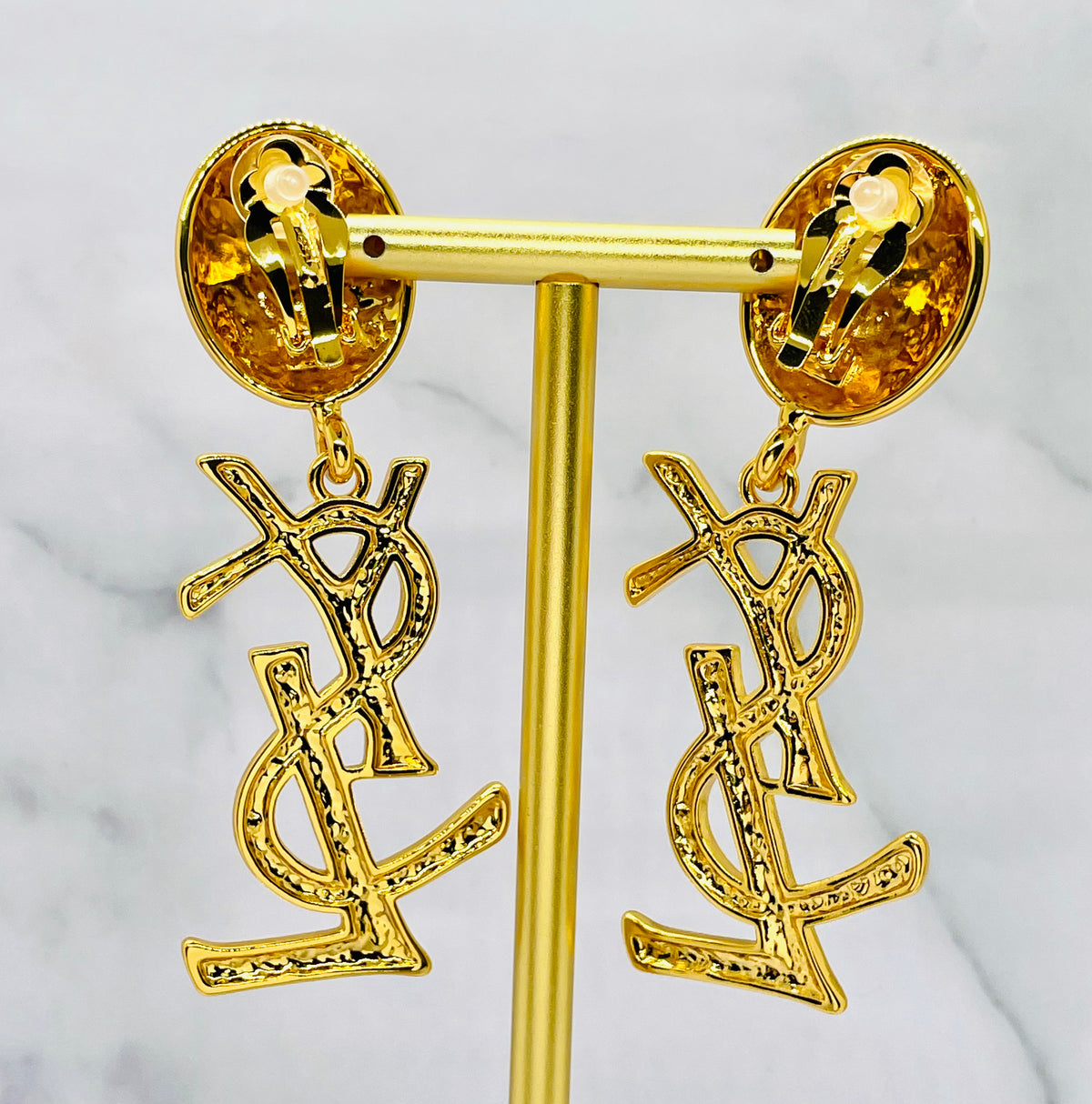 YSL YVES SAINT LAURENT Monogram Clip On Earrings - Pre owned