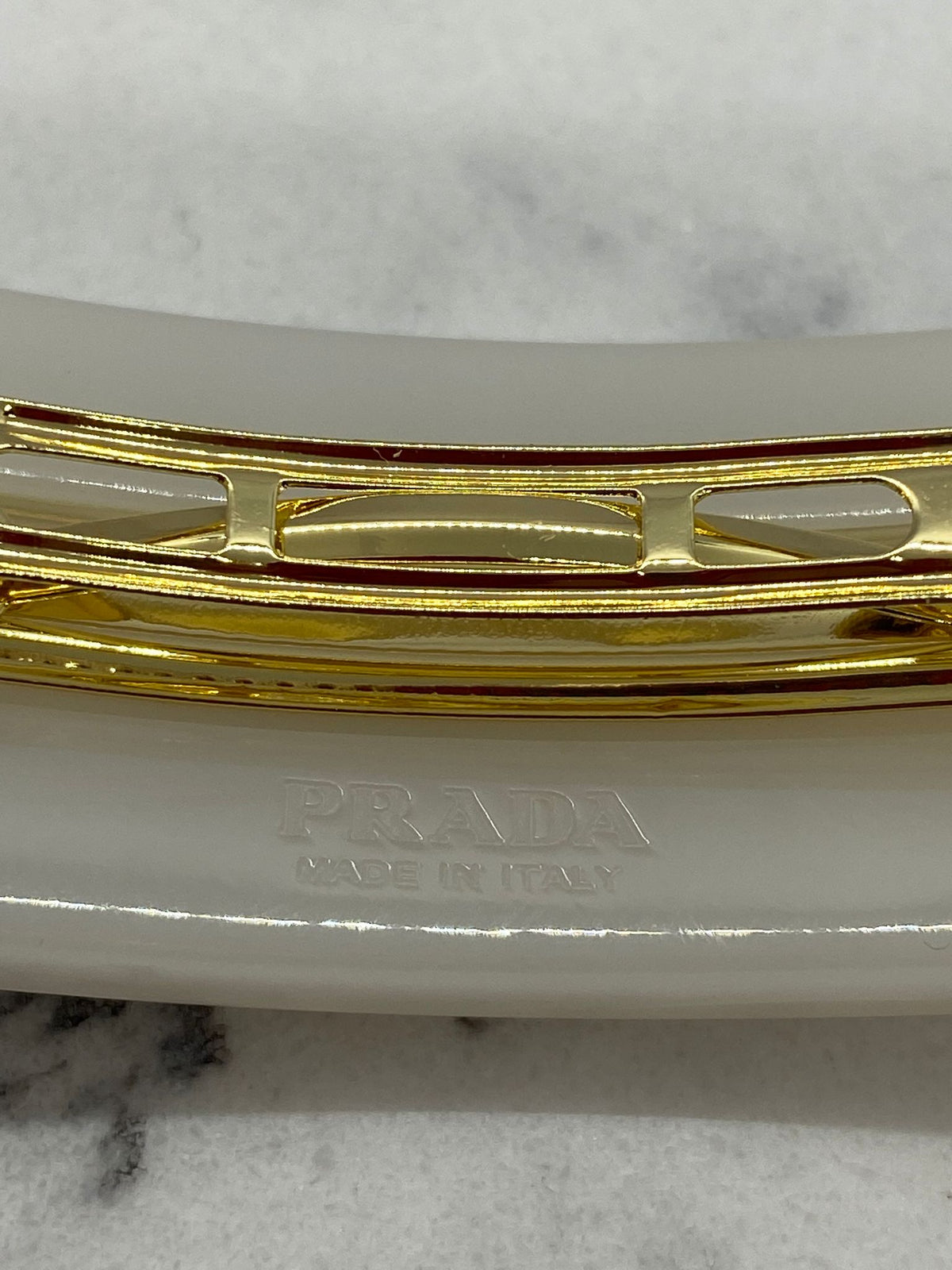 PRADA White Rhinestone Hair Barrette - Pre owned