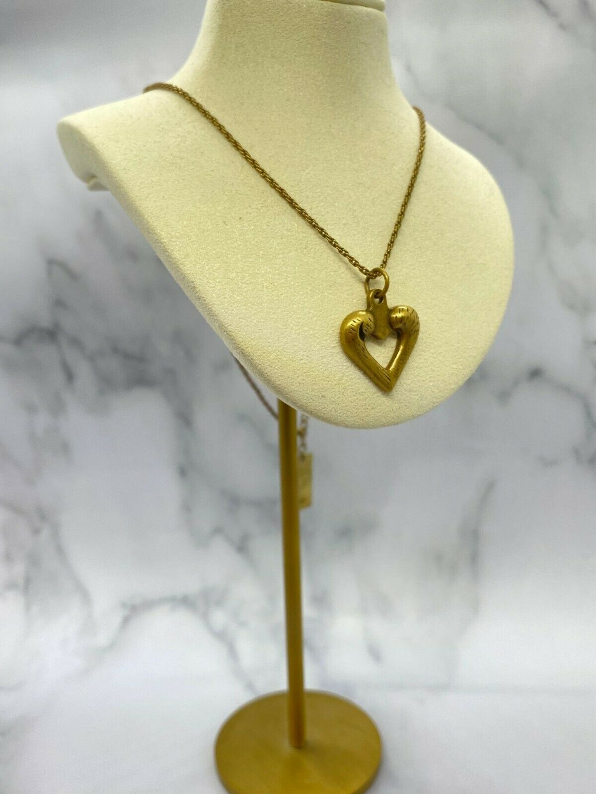 YSL Yves Saint Laurent Brass Heart Necklace - Pre owned