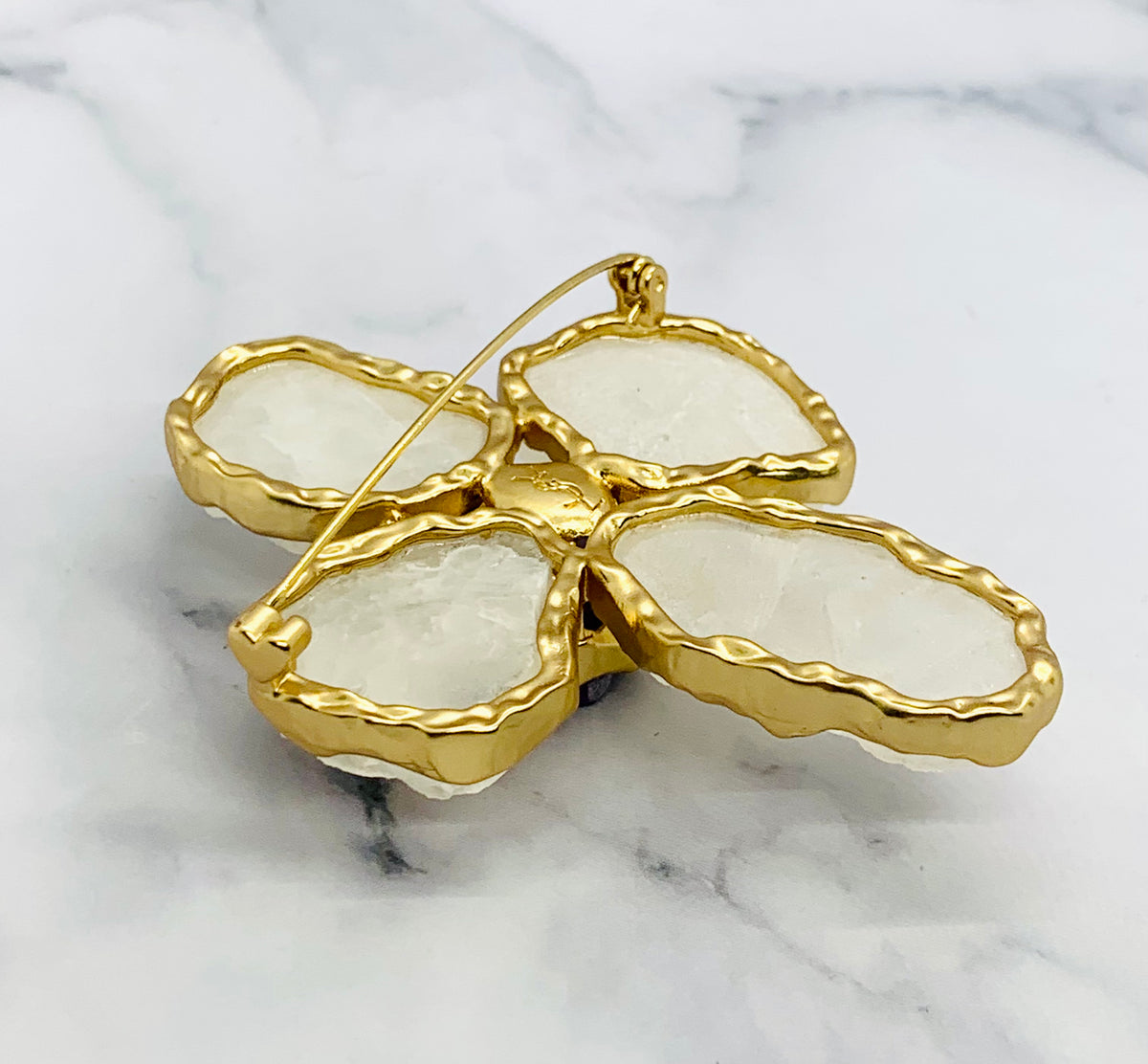 YSL YVES SAINT LAURENT Cabochon Crystal Brooch Pin - Pre owned