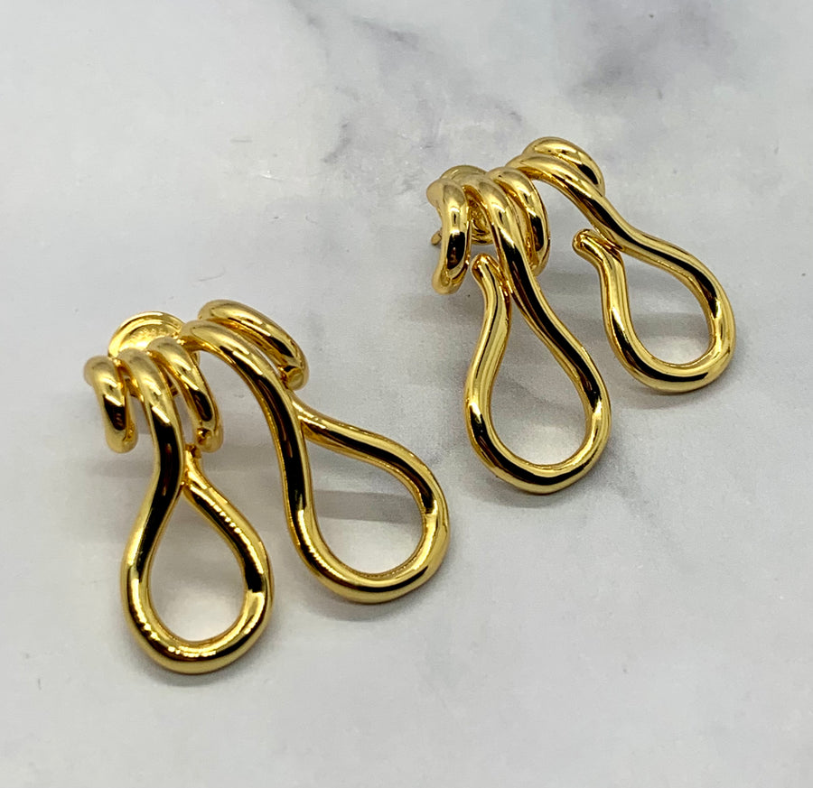 BOTTEGA VENETA Gold Tone Loop Earrings - Pre owned