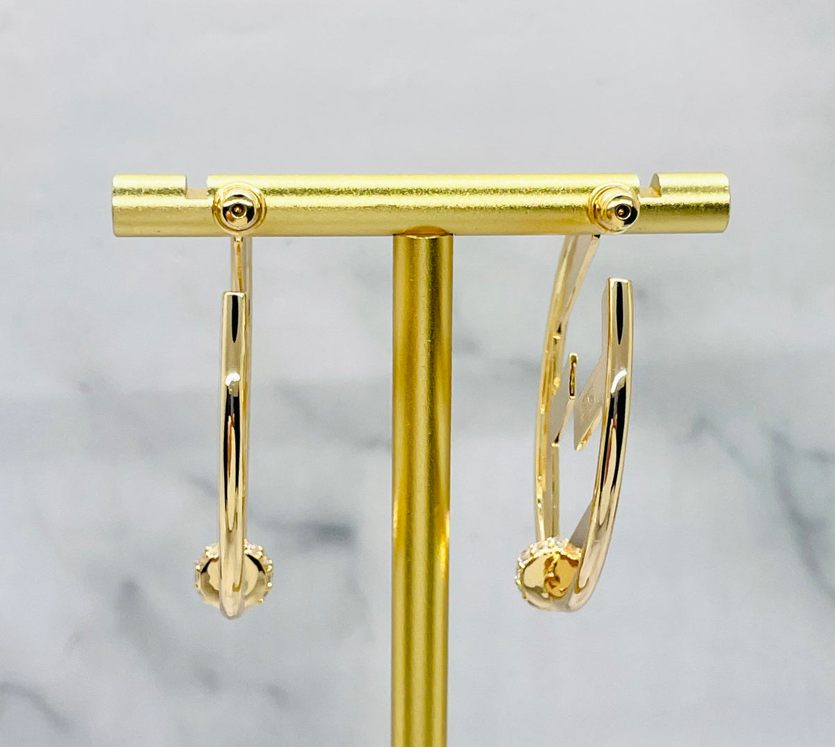 FENDI F Gold Tone Hoop Earrings - Pre owned