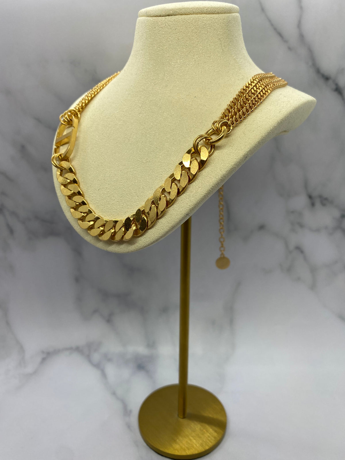 CHRISTIAN DIOR CD Gold Tone Statement Necklace - Pre owned