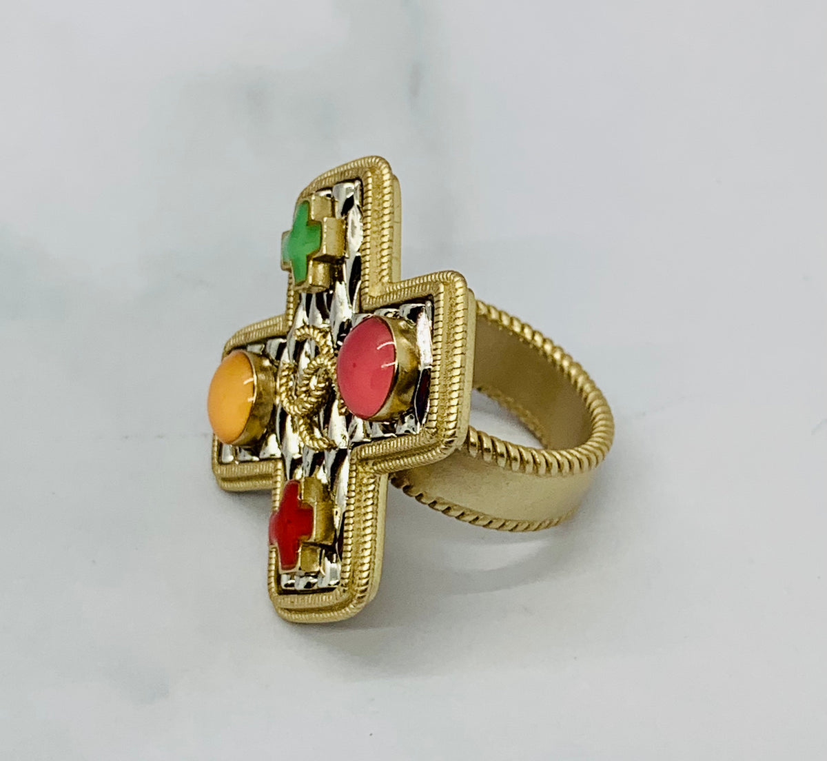 CHANEL Vintage Cross Ring - Size 7 , USED
