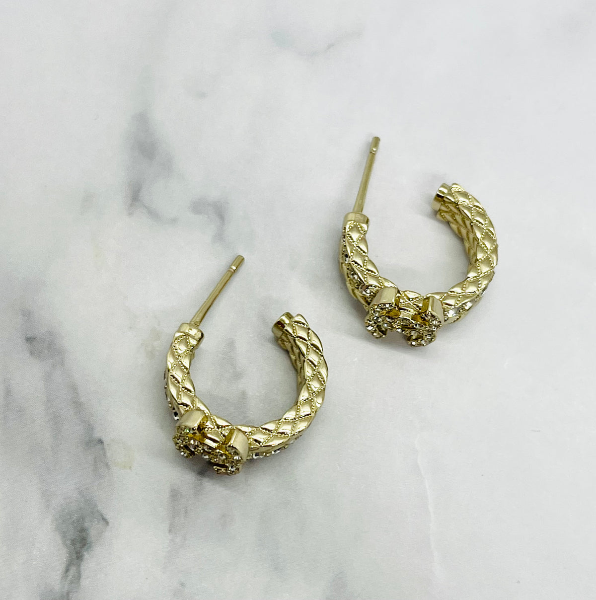 CHANEL CC Gold Tone Hoop Earrings - Pre owned
