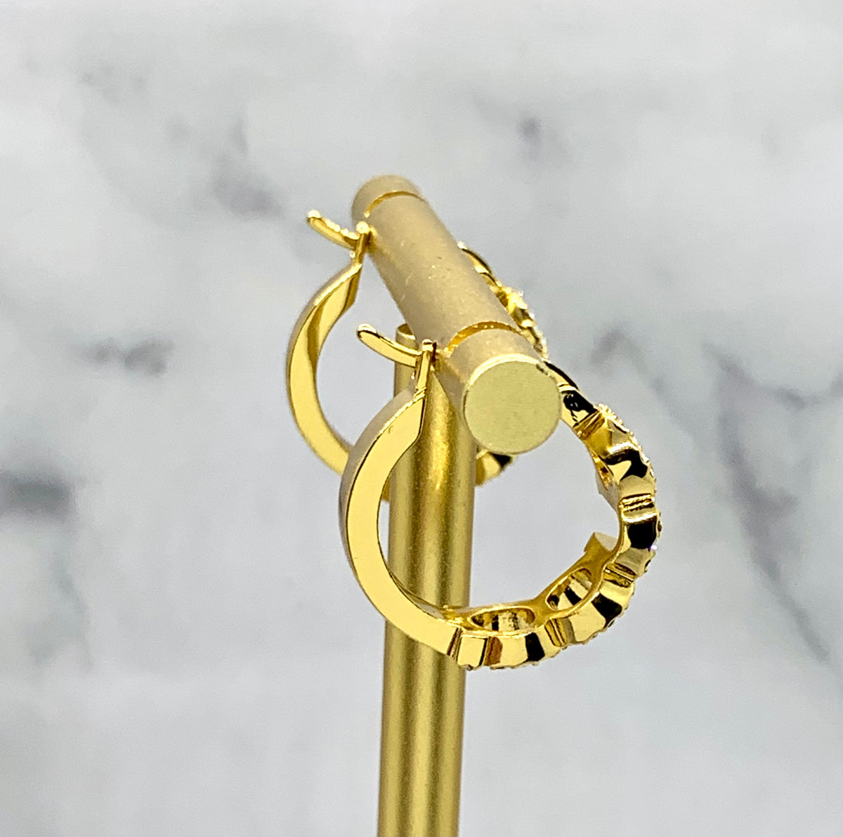 GUCCI Rhinestone Gold Hoop Earrings - Pre owned