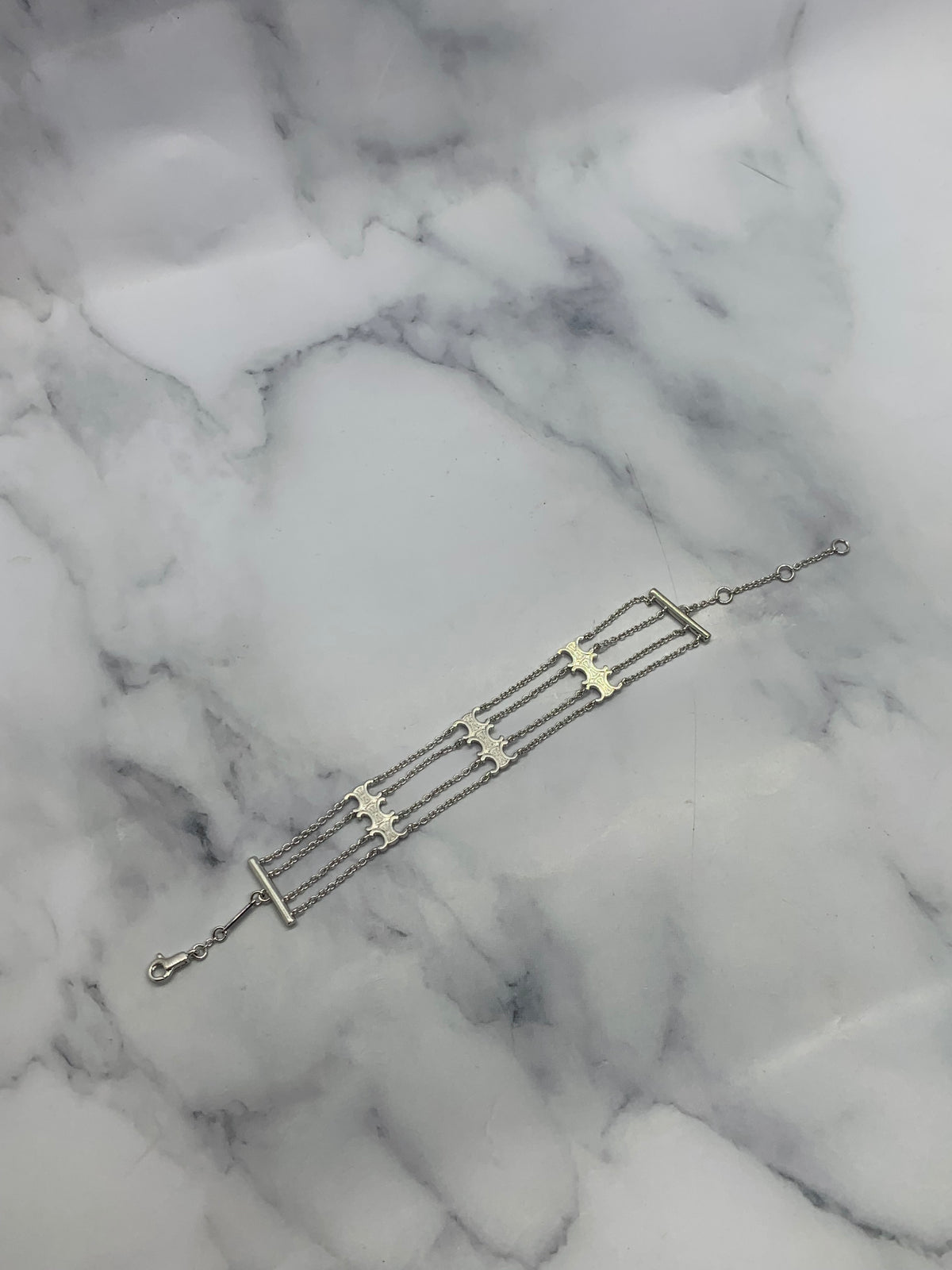 CELINE Monogram Silver Tone Bracelet - Pre owned