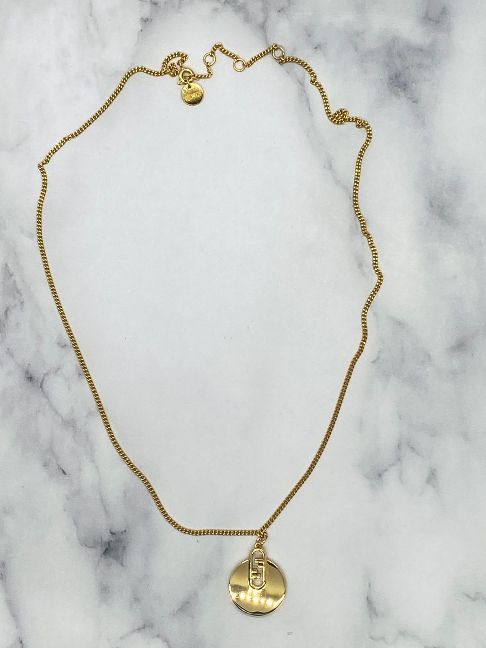 FENDI F Monogram Pendant Disc Necklace - Pre owned