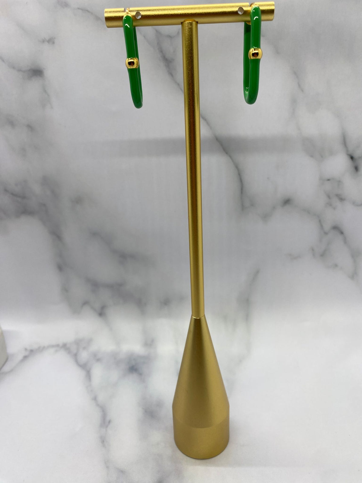 BOTTEGA VENETA Green & Gold Tone Hoop Earrings - Pre owned