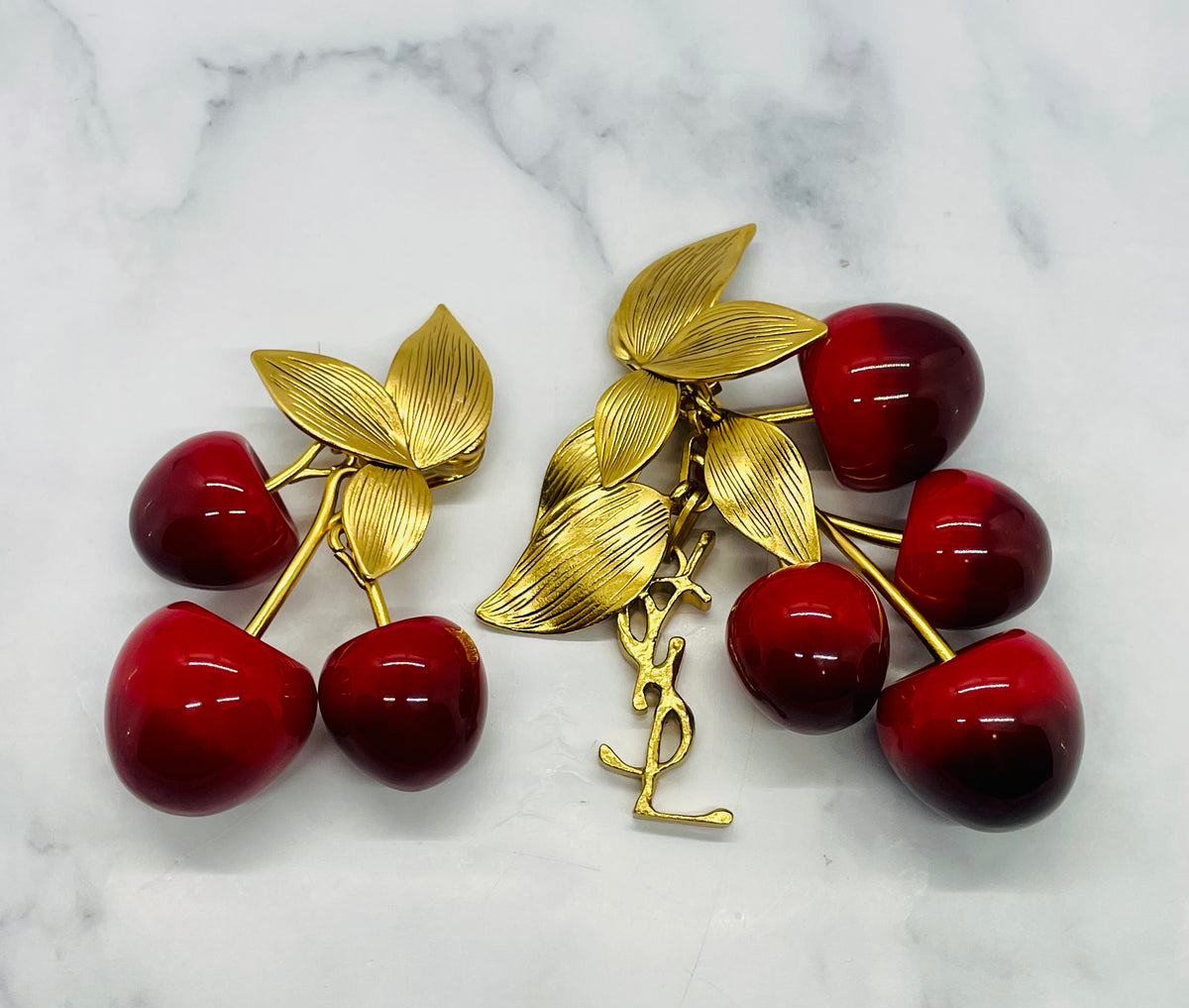 YSL YVES SAINT LAURENT Cherry Statement Earrings - Pre owned