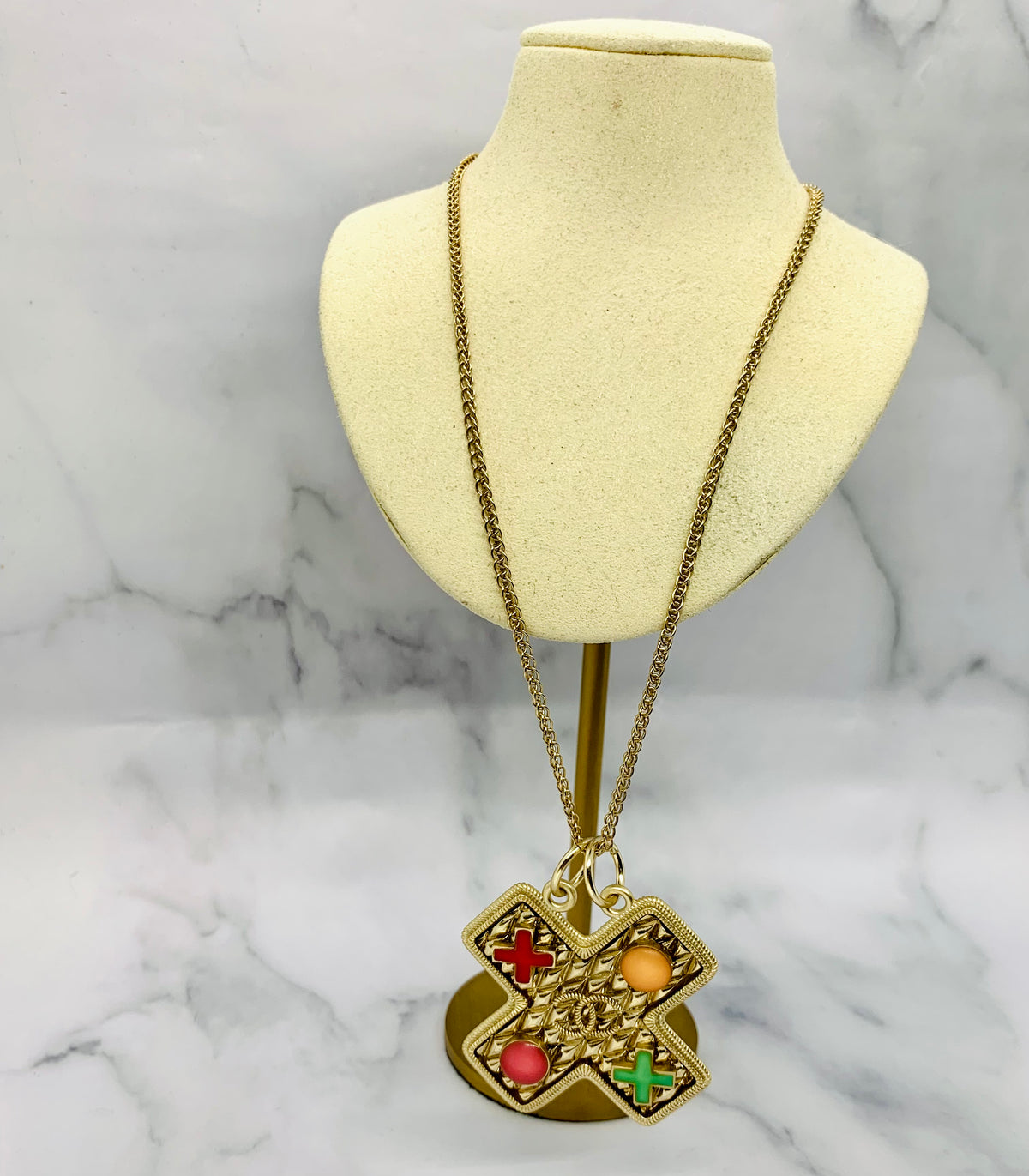 CHANEL CC 2017 Cross Pendant Statement Necklace - USED