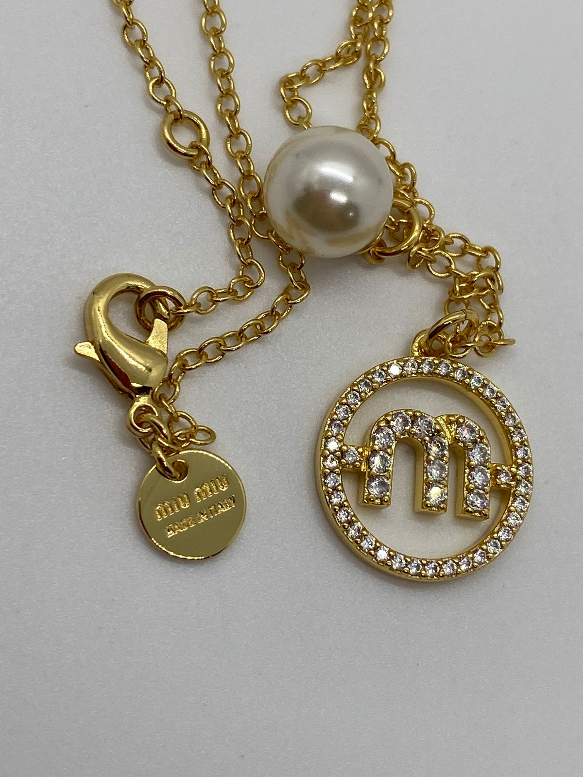MIU MIU Gold Tone Rhinestone Necklace - Pre owned