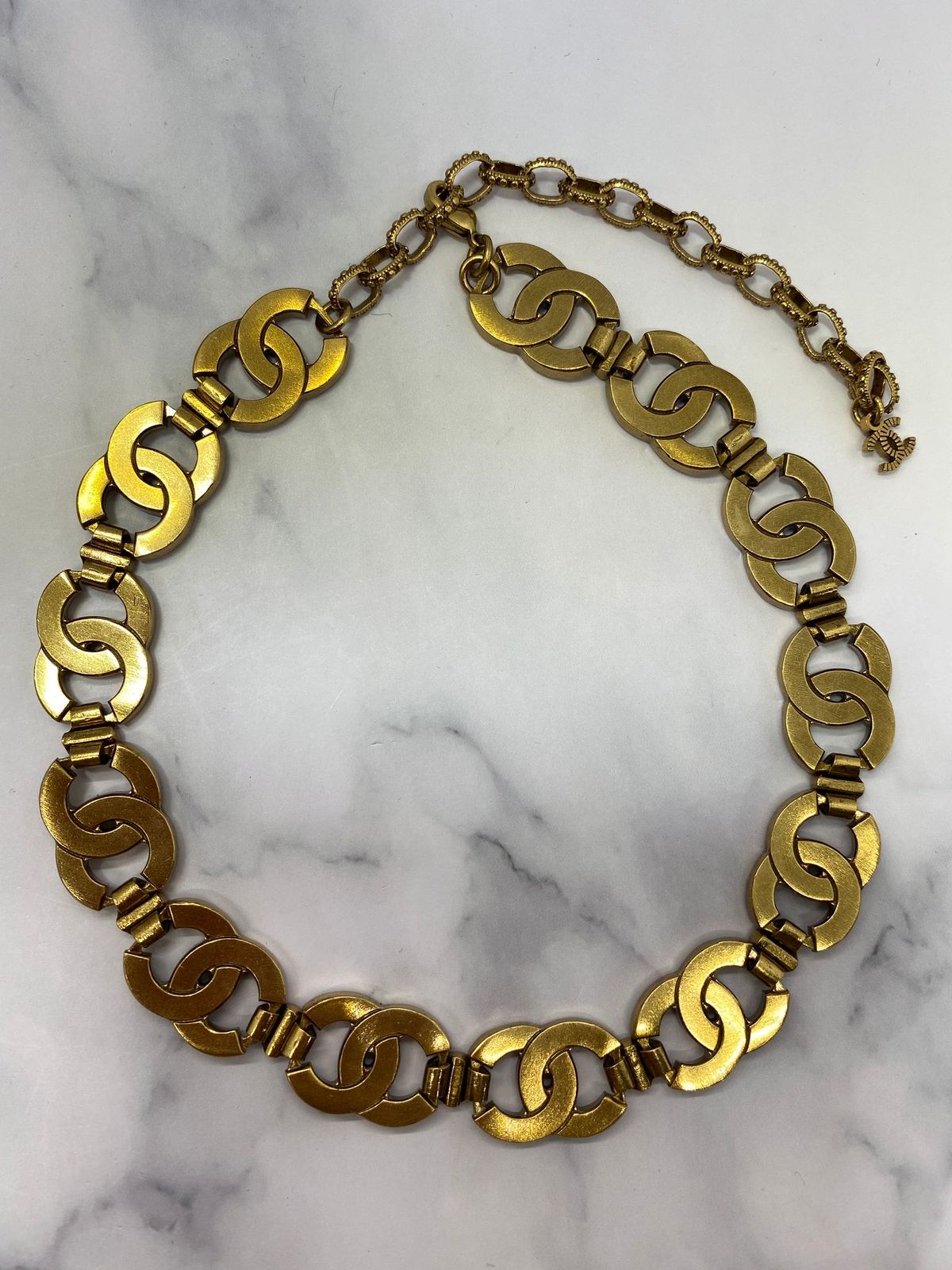 CHANEL CC Gold Tone Rhinestone Necklace - Pre owned