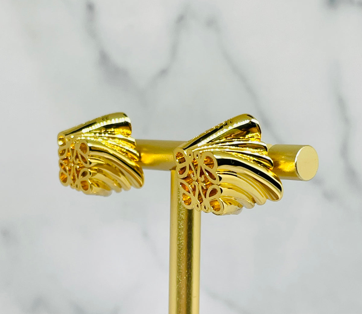 LOEWE Monogram Gold Tone Earrings - Pre owned