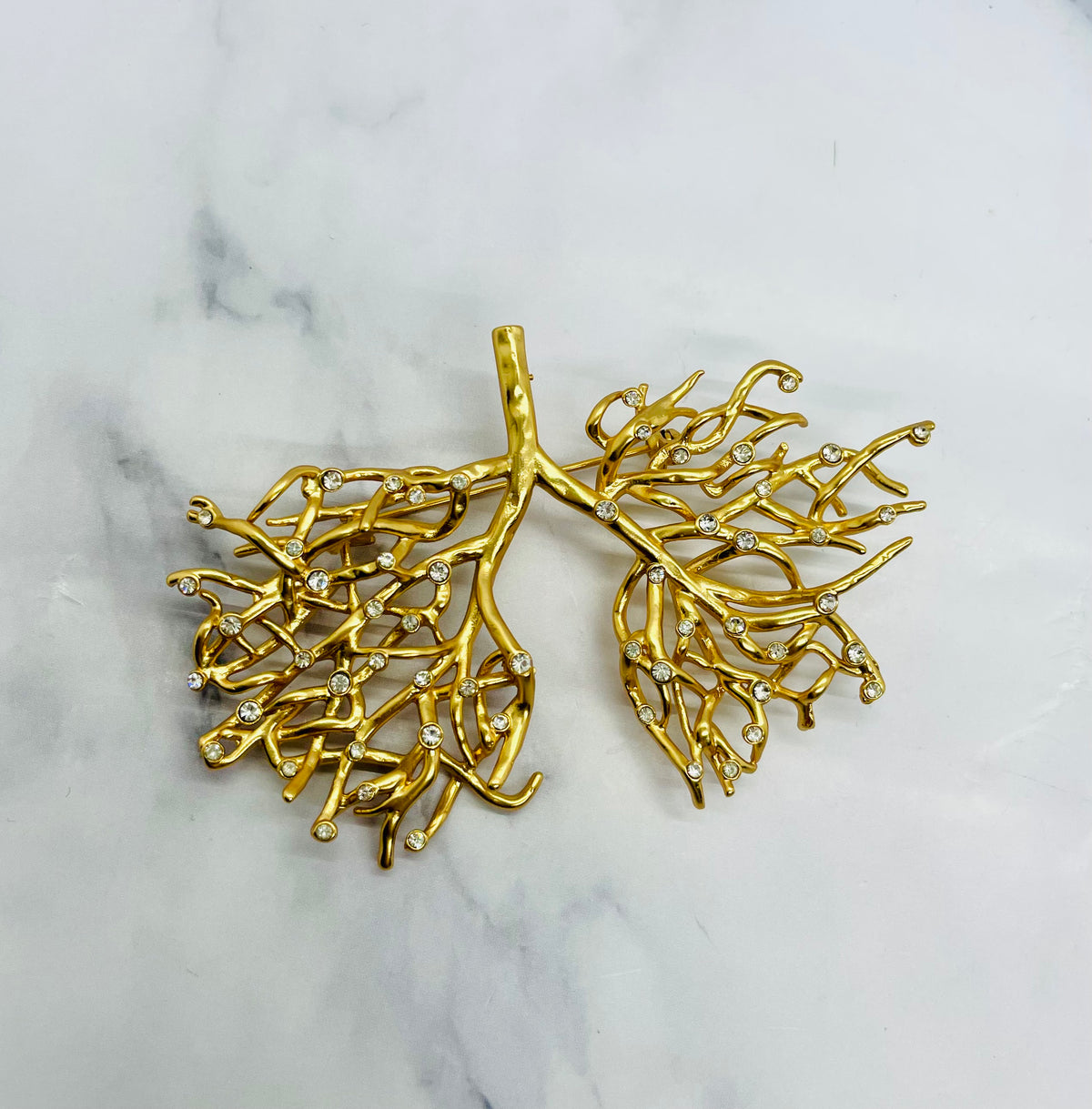 SCHIAPARELLI Branch Lungs Rhinestone Brooch Pin - Pre owned