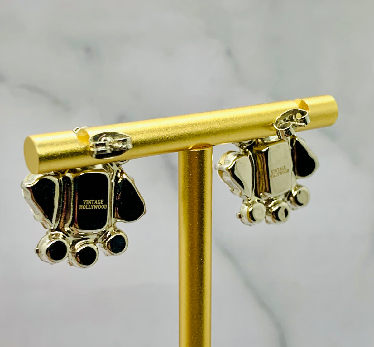 Vintage Hollywood Silver-tone rhinestone cluster earrings - Pre owned / KQ4582