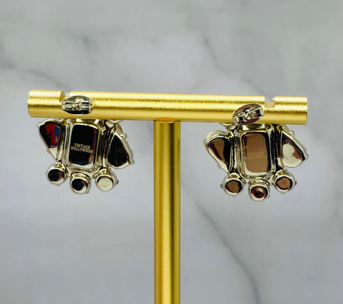 Vintage Hollywood Silver-tone rhinestone cluster earrings - Pre owned / KQ4582