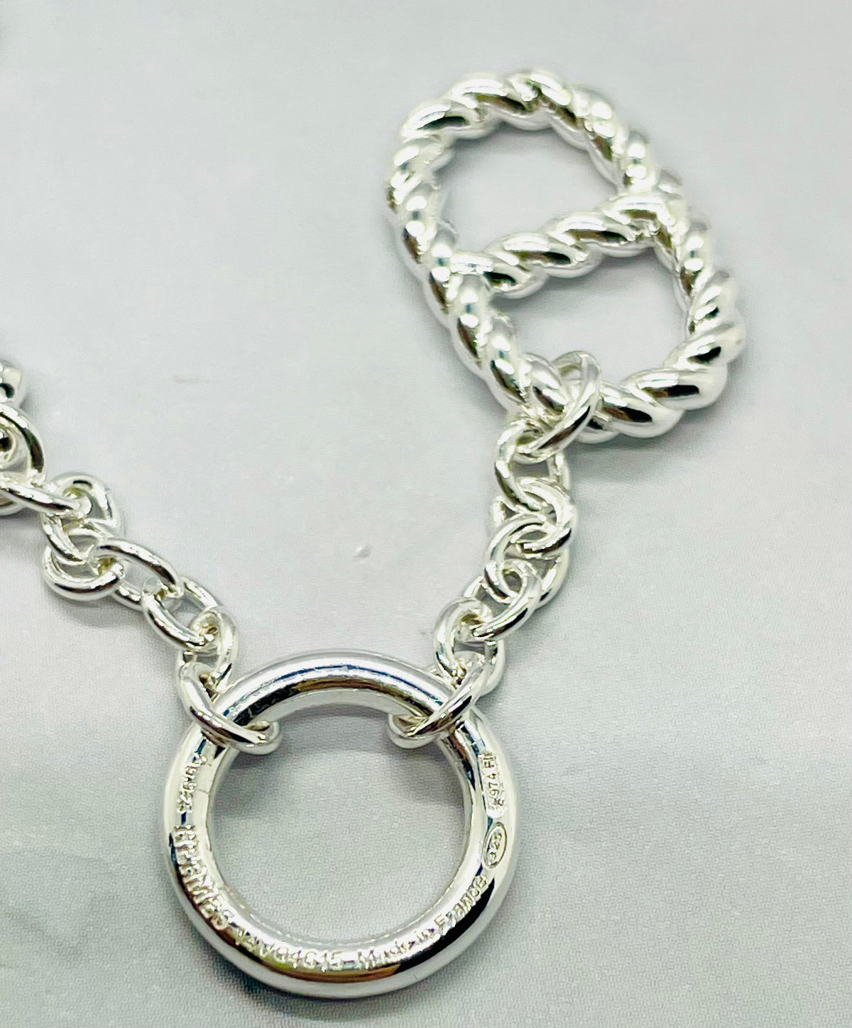HERMES Silver-Tone Chain Bracelet - Used