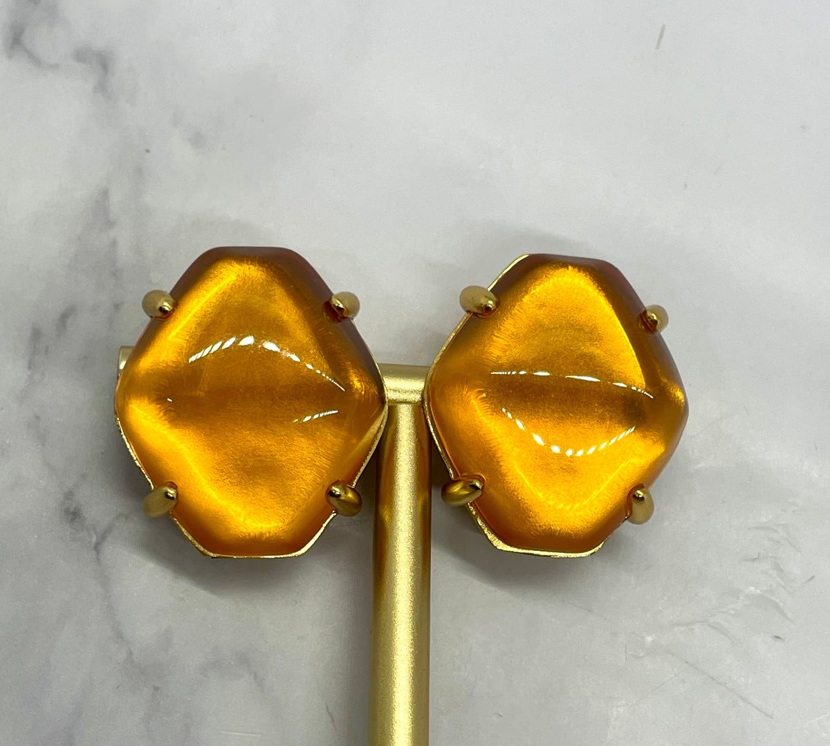 Yves Saint Laurent amber-tone clip-on earrings, pair, MB6075, photo 3
