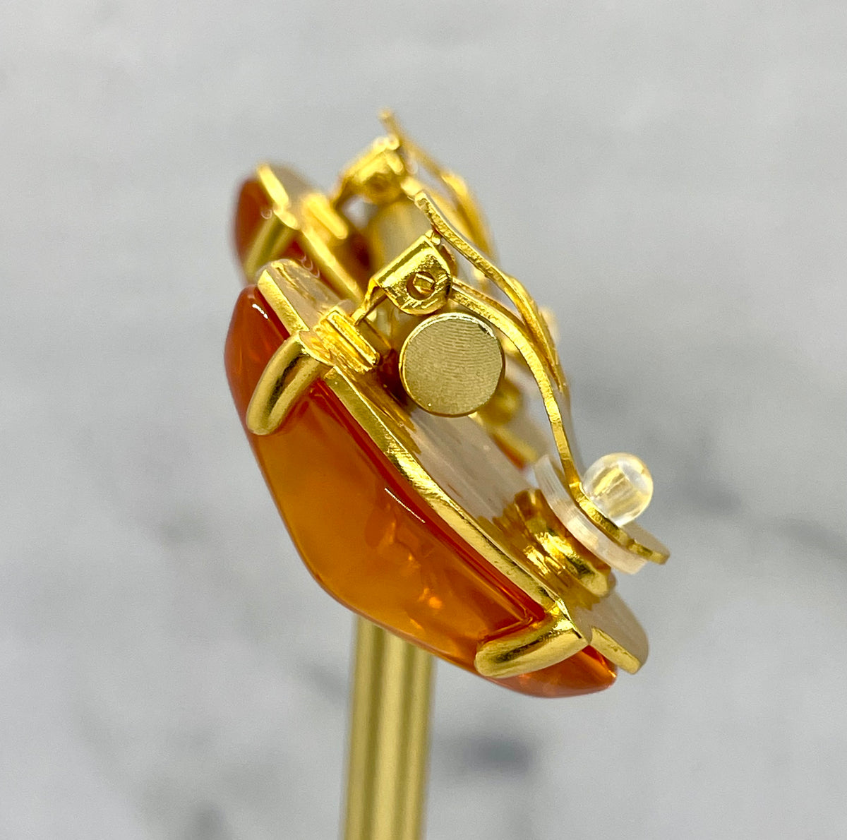 Yves Saint Laurent amber-tone clip-on earrings, pair, MB6075, photo 4