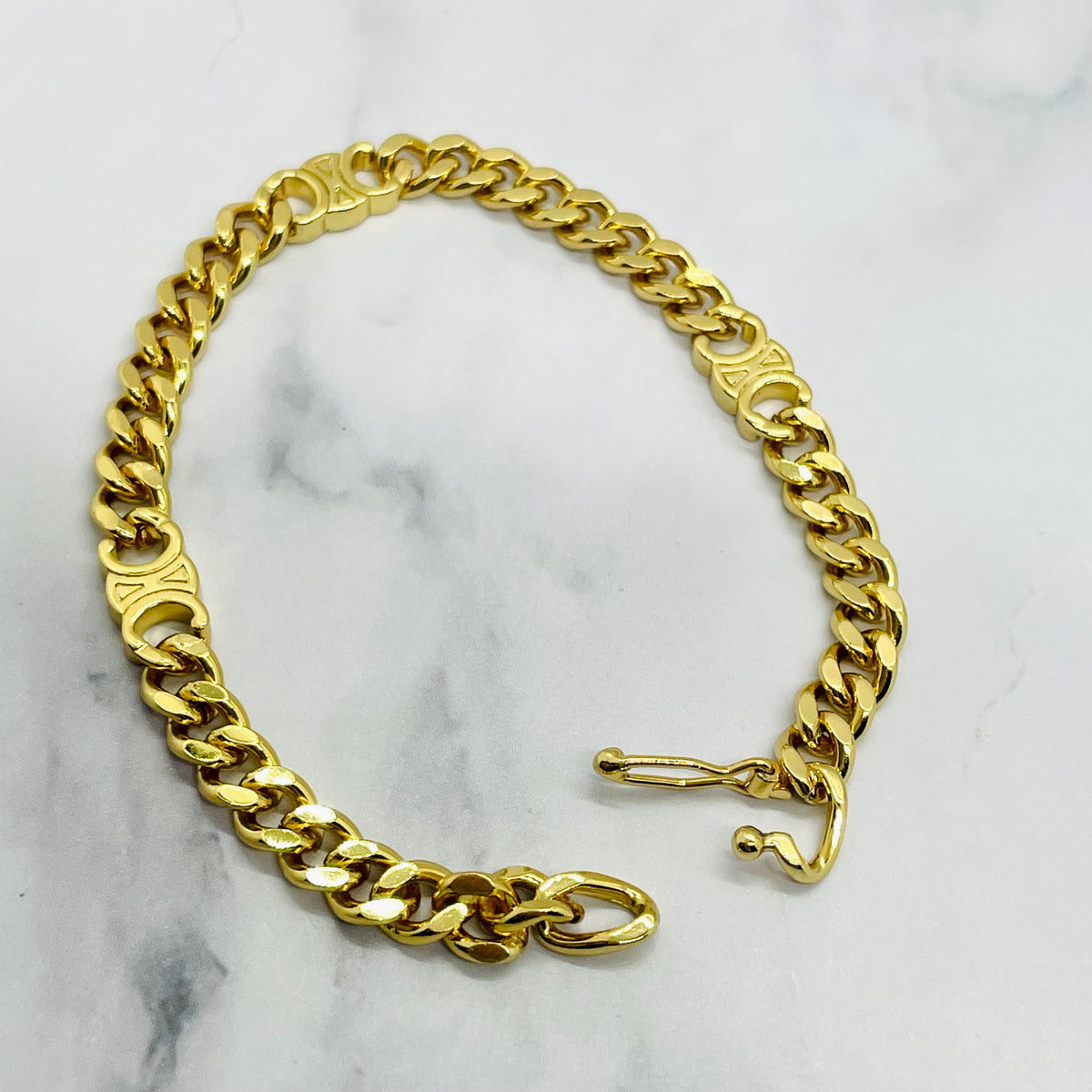 CELINE Gold Monogram Chain Bracelet - Pre owned / MJ6382