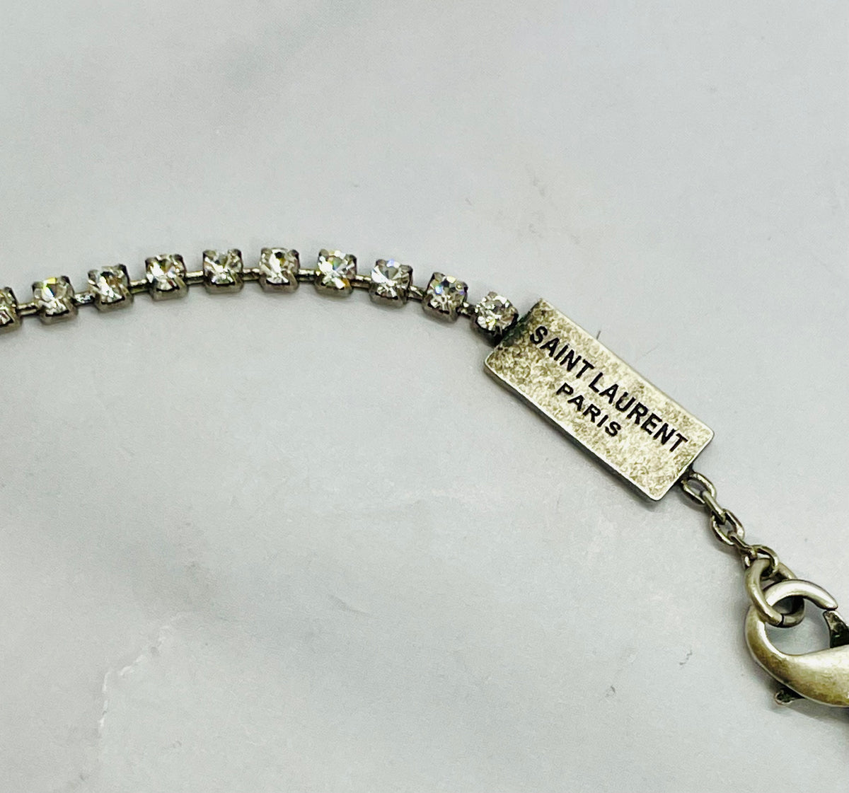 YSL Saint Laurent Pewter Rhinestone Bracelet MK6435, photograph 2