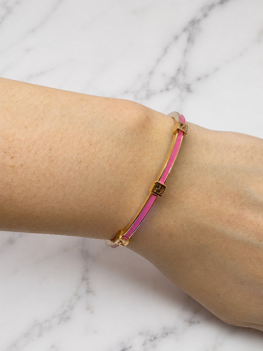FENDI FF Monogram Pink Cuff Bracelet - Pre-Owned — 1