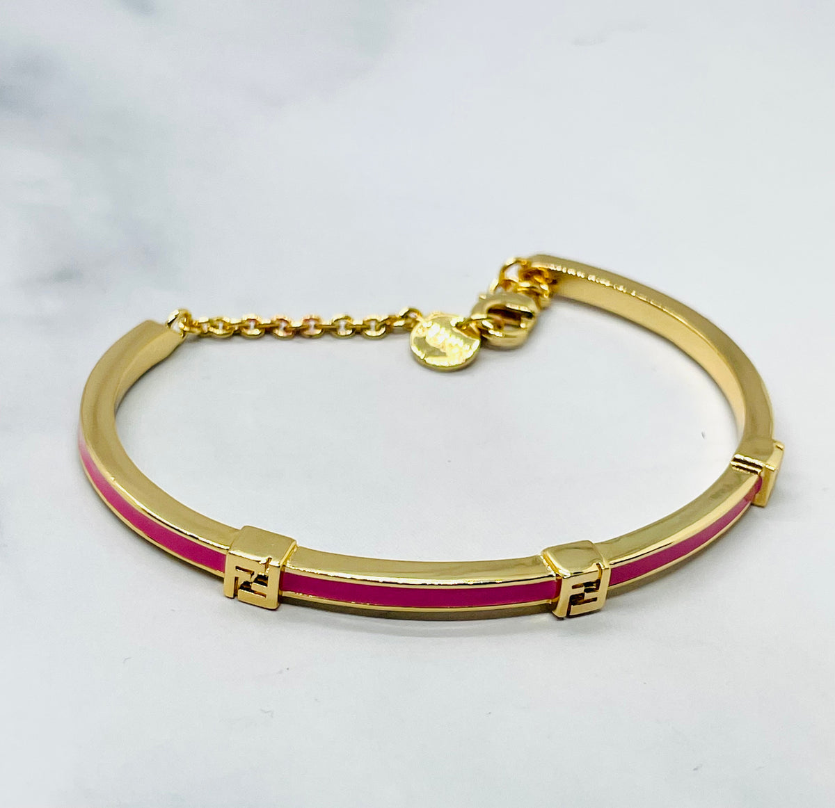 FENDI FF Monogram Pink Cuff Bracelet - Pre-Owned — 6